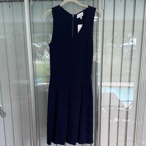 Milly Navy Textured Midi Dress